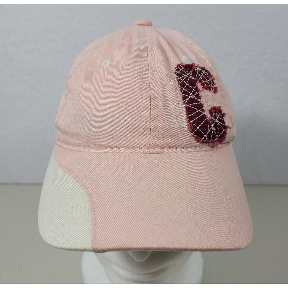Cabela's Youth Hat‎ One Size Embroidered Logo Pink Red Adjustable Hook & Loop